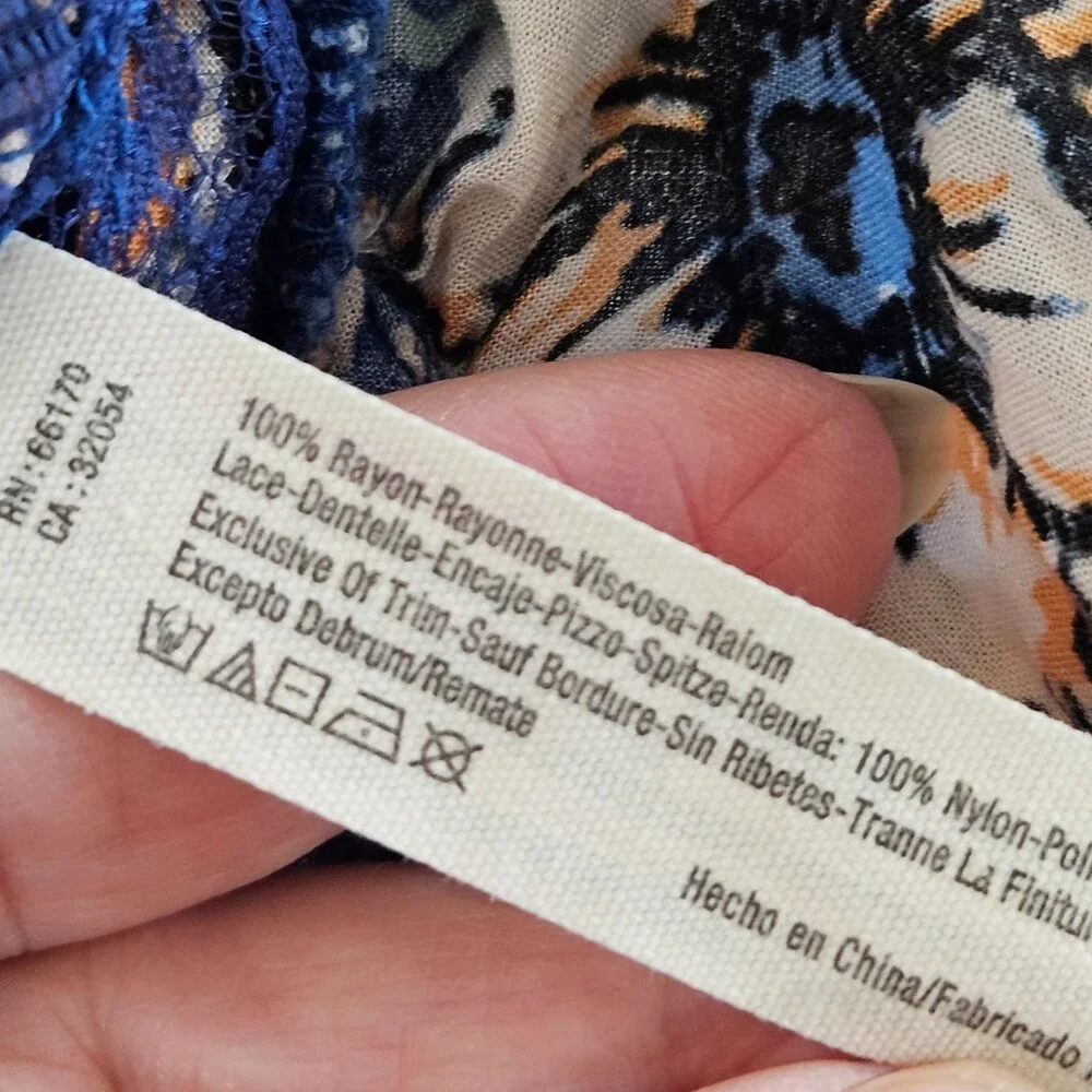 Intimately Free People Floral Print Trapeze Mini Dress XS Blue Boho - Picture 9 of 12